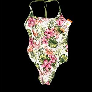 Hurley Women's Floral One Piece Swimsuit - Pink and Green